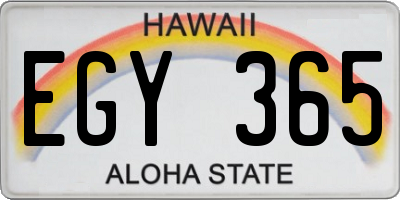 HI license plate EGY365