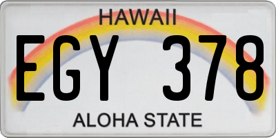 HI license plate EGY378