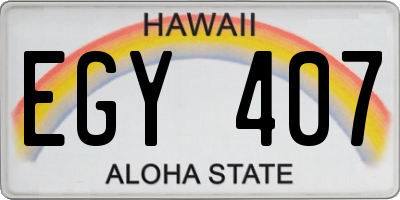 HI license plate EGY407