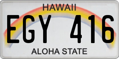 HI license plate EGY416