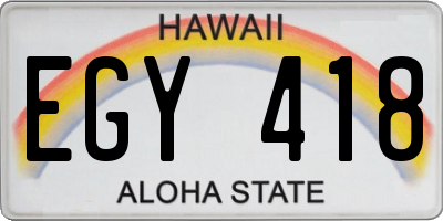 HI license plate EGY418