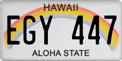 HI license plate EGY447