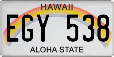 HI license plate EGY538