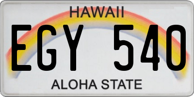 HI license plate EGY540