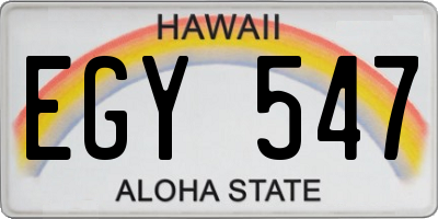 HI license plate EGY547