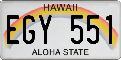 HI license plate EGY551