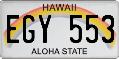 HI license plate EGY553