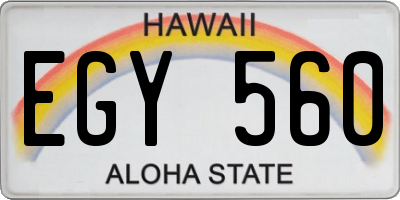 HI license plate EGY560