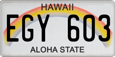 HI license plate EGY603