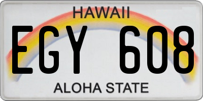 HI license plate EGY608