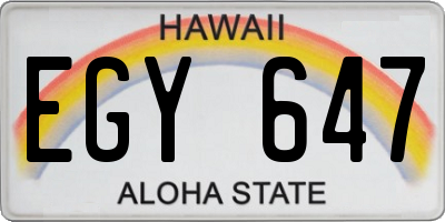 HI license plate EGY647