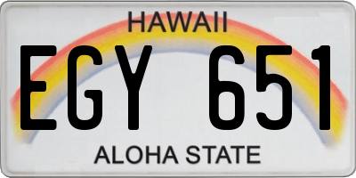 HI license plate EGY651