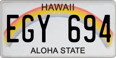 HI license plate EGY694
