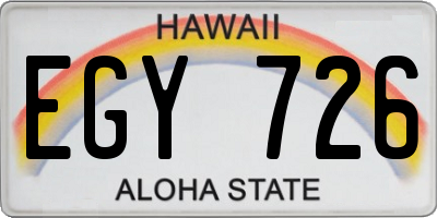 HI license plate EGY726
