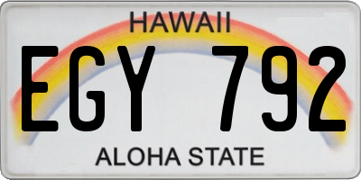 HI license plate EGY792