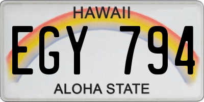 HI license plate EGY794