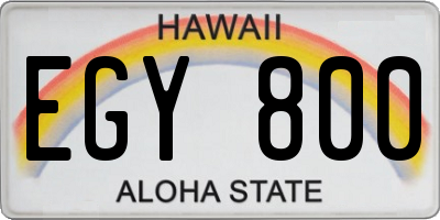 HI license plate EGY800