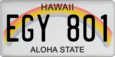 HI license plate EGY801