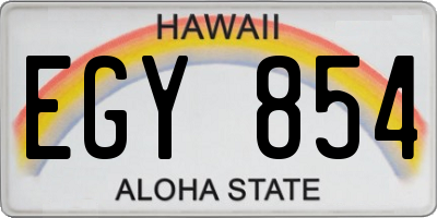 HI license plate EGY854