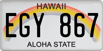 HI license plate EGY867