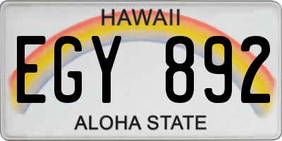 HI license plate EGY892