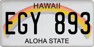 HI license plate EGY893