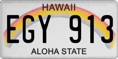 HI license plate EGY913