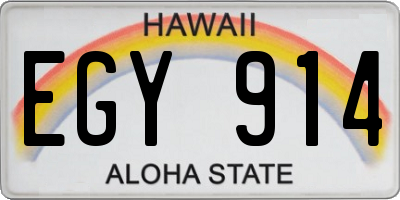 HI license plate EGY914