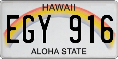 HI license plate EGY916