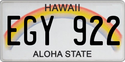 HI license plate EGY922