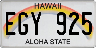HI license plate EGY925