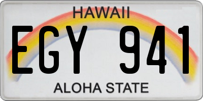HI license plate EGY941