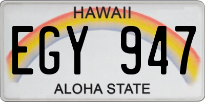 HI license plate EGY947