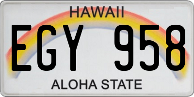 HI license plate EGY958