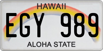 HI license plate EGY989