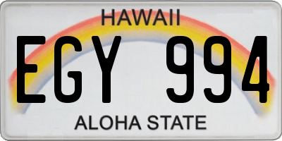 HI license plate EGY994