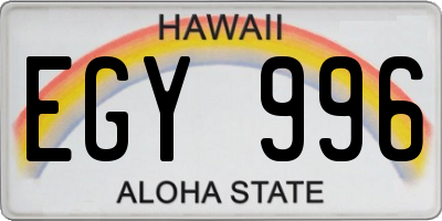 HI license plate EGY996