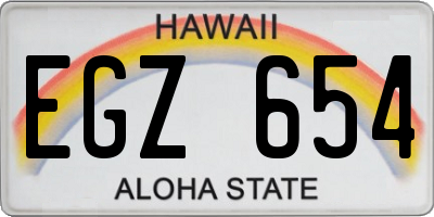HI license plate EGZ654
