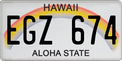 HI license plate EGZ674