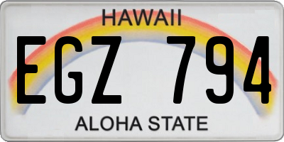 HI license plate EGZ794
