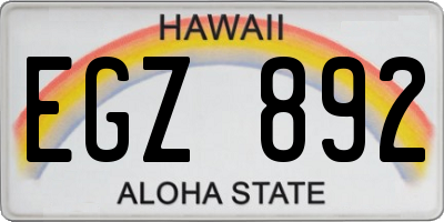 HI license plate EGZ892