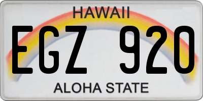 HI license plate EGZ920