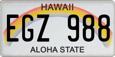 HI license plate EGZ988