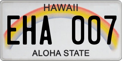 HI license plate EHA007