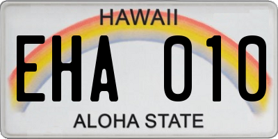 HI license plate EHA010
