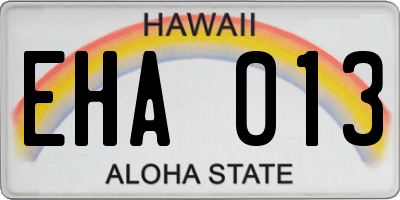 HI license plate EHA013