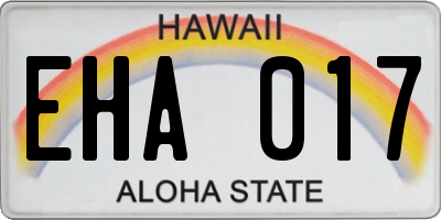 HI license plate EHA017