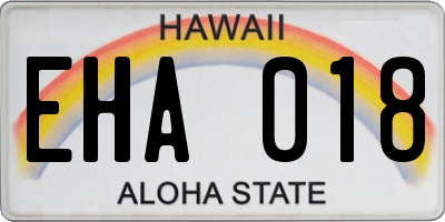 HI license plate EHA018