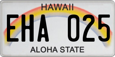 HI license plate EHA025