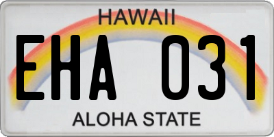 HI license plate EHA031